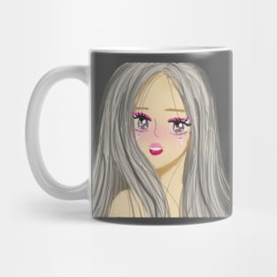 Anime cartoon girl with gray hair Mug